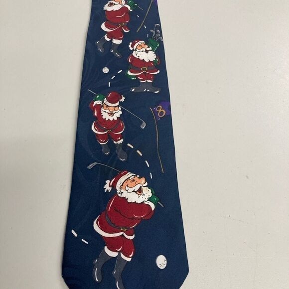 JINGLE BELLS,Golfing Santa, Men’s Tie, 56X4 - Picture 9 of 11